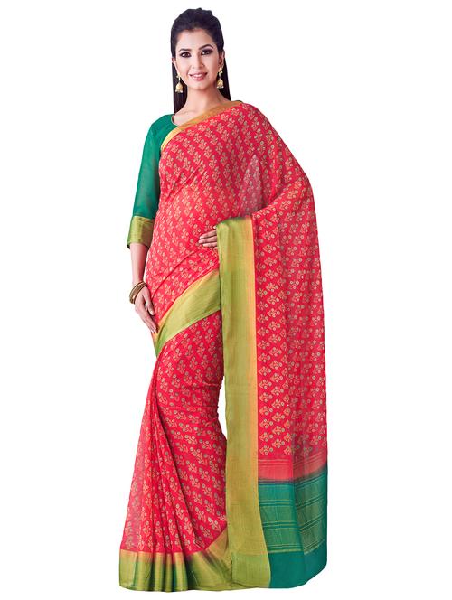floral banarasi saree with blouse - 16471560 - Very Small Image - 1