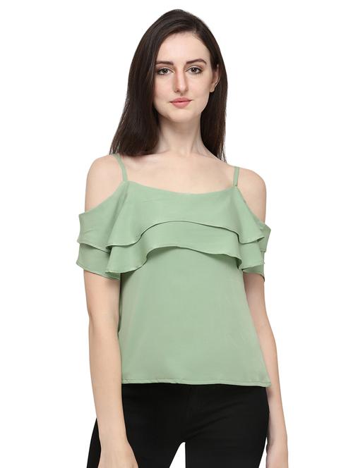 cold shoulder ruffled top - 16471572 - Very Small Image - 1