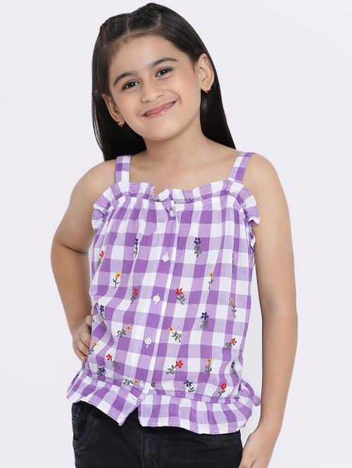 frill trim floral embroidered top - 16472934 - Very Small Image - 1