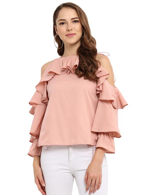 tie not cold shoulder ruffle top - 16472949 - Very Small Image - 1
