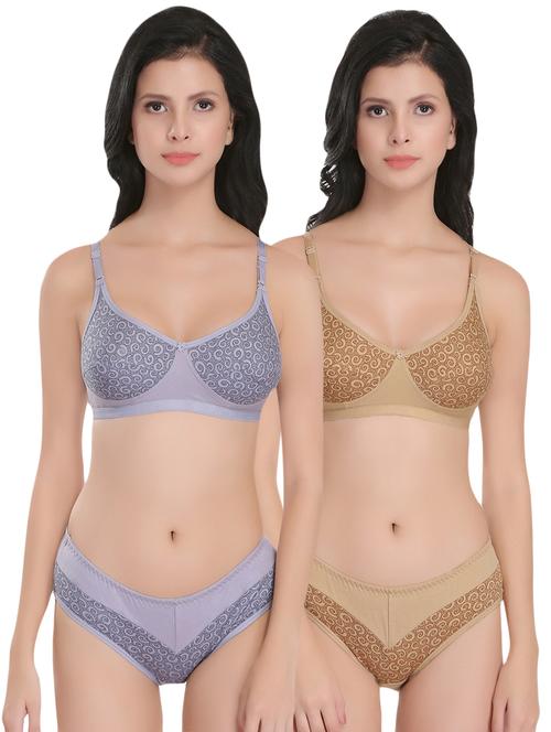 set of 2 floral patch bra & panty set - 16474694 - Very Small Image - 1