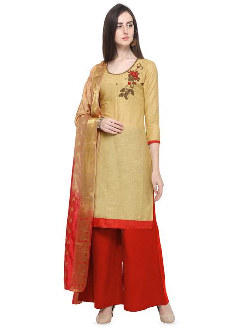 embellished unstitched palazzo suit - 16474916 - Very Small Image - 1
