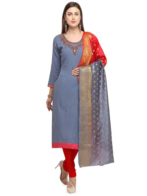 embellished unstitched churidaar suit - 16474918 - Very Small Image - 1