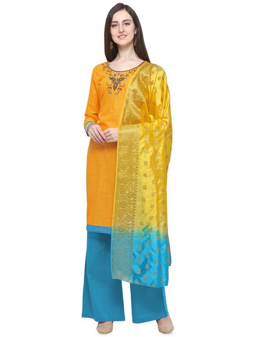 embellished unstitched palazzo suit - 16474919 - Very Small Image - 1