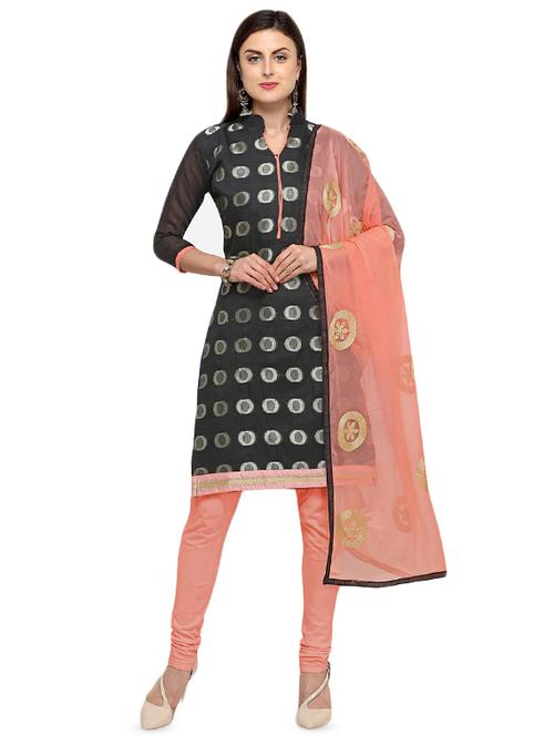 zari motifs unstitched churidaar suit - 16474922 - Very Small Image - 1