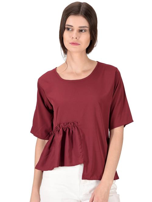 gathered hem solid top - 16475075 - Very Small Image - 1