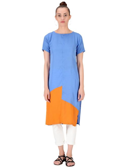 round neck color block tunic - 16475093 - Very Small Image - 1