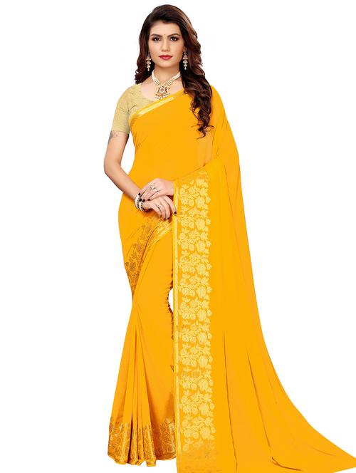 floral bordered saree with blouse - 16476576 - Very Small Image - 1