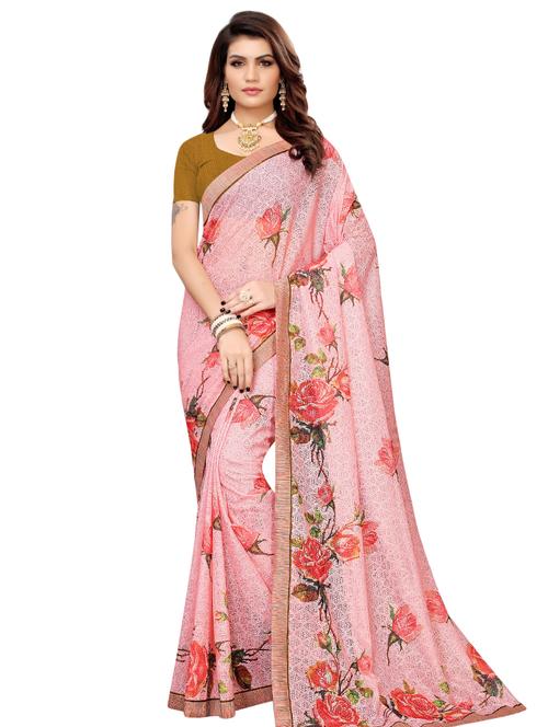 floral printed saree with blouse - 16476584 - Very Small Image - 1