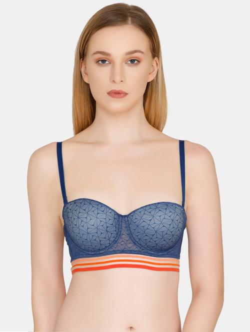 contrast lace printed t-shirt bra - 16477555 - Very Small Image - 1