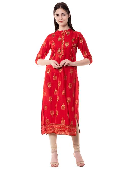 foil print a-line kurta - 16479337 - Very Small Image - 1