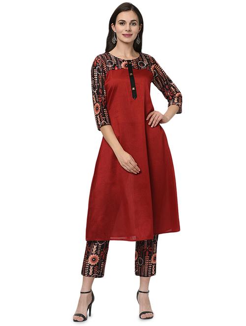 a-line kurta pant set - 16480470 - Very Small Image - 1