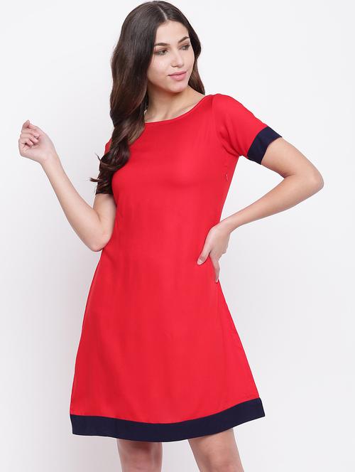 color block solid a-line dress - 16480692 - Very Small Image - 1