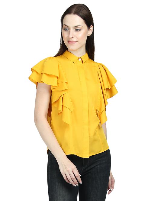 ruffle sleeved solid shirt - 16480697 - Very Small Image - 1
