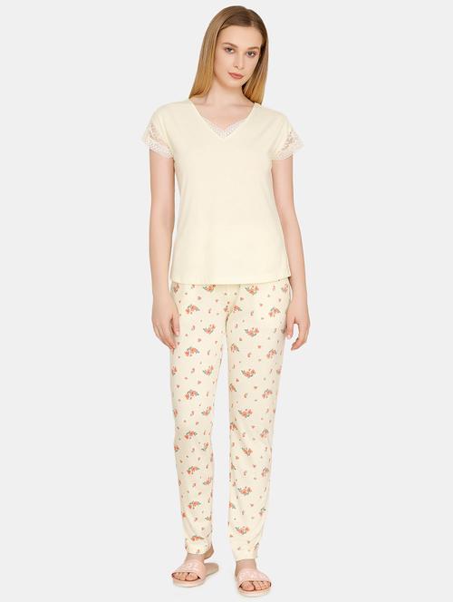 lace detail top with floral pajama nightwear set - 16481153 - Very Small Image - 1