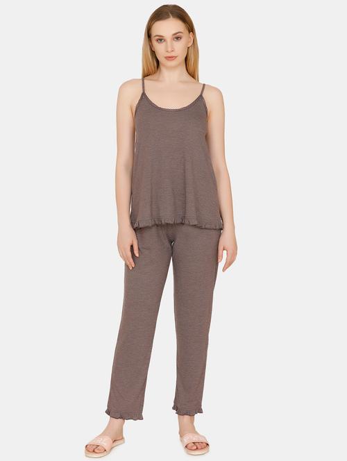frill detail cami top with pajama nightwear set - 16481154 - Very Small Image - 1