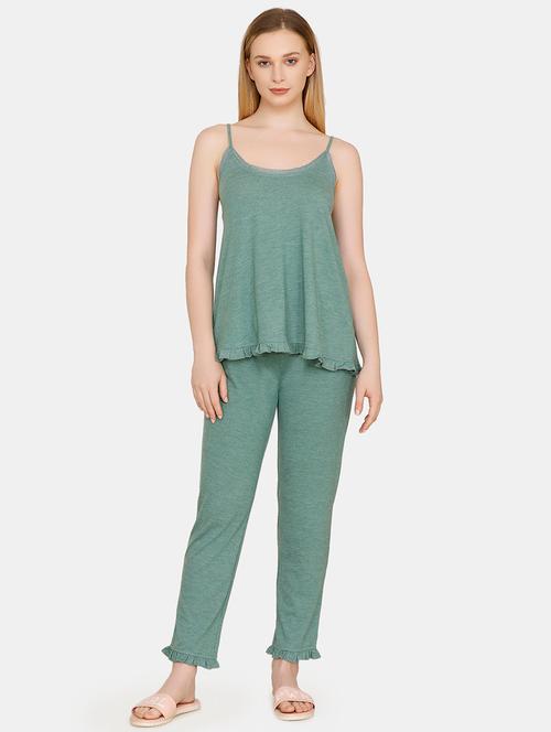 frill detail cami top with pajama nightwear set - 16481155 - Very Small Image - 1