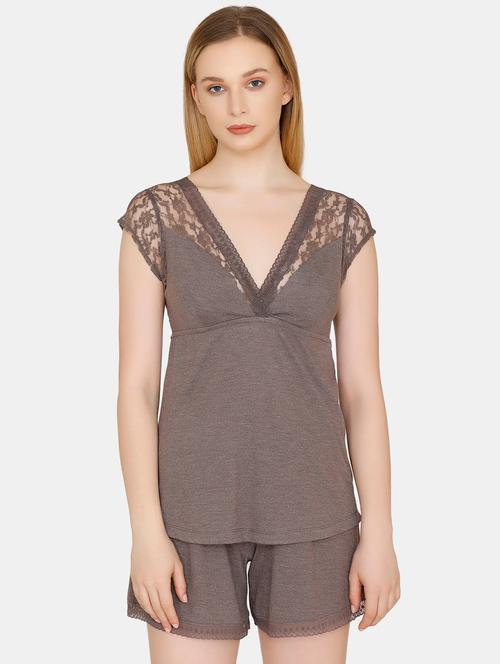 lace detail top with shorts nightwear set - 16481156 - Very Small Image - 1