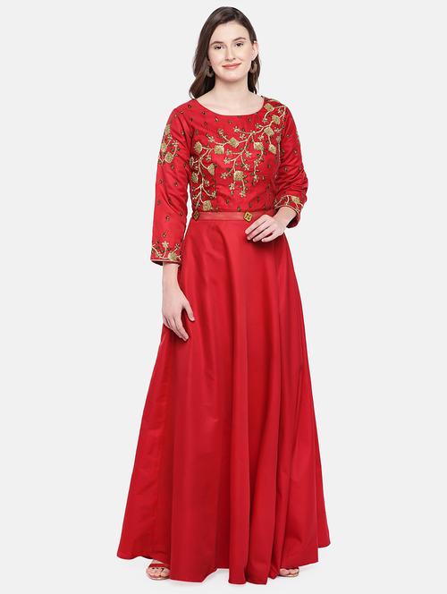 embroidered a-line gown - 16482601 - Very Small Image - 1