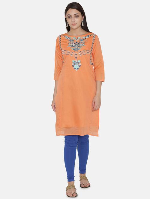 embroidered straight kurta - 16482677 - Very Small Image - 1