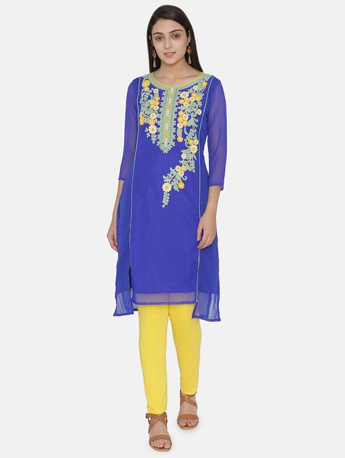 embroidered straight kurta - 16482678 - Very Small Image - 1