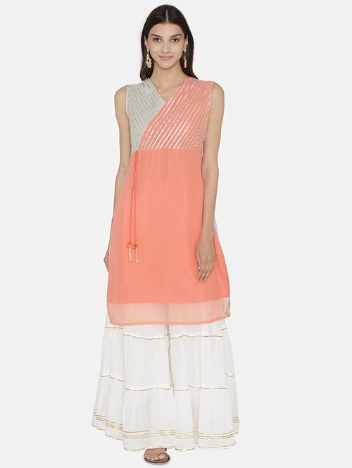 gota work straight kurta - 16482680 - Very Small Image - 1