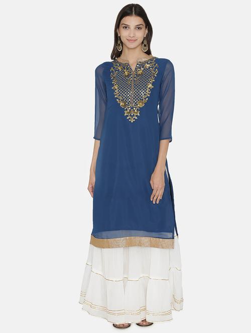 embroidered straight kurta - 16482683 - Very Small Image - 1