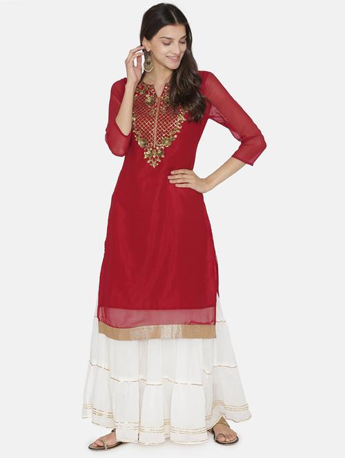 embroidered straight kurta - 16482684 - Very Small Image - 1