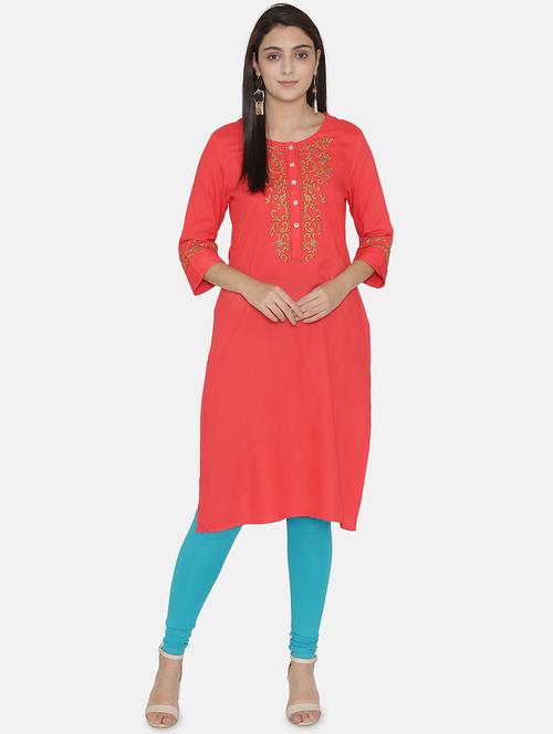 embroidered straight kurta - 16482686 - Very Small Image - 1