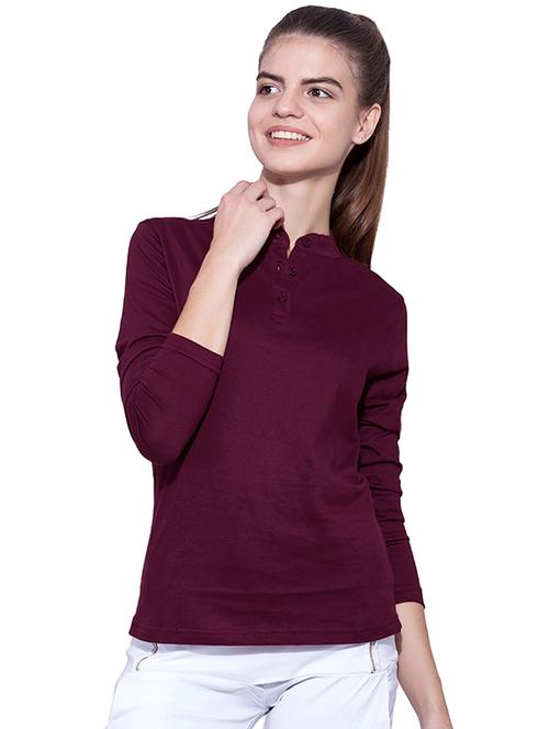 women's plain mandarin neck t-shirt - 16483133 - Very Small Image - 1
