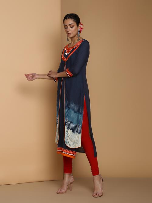 embroidered kurta with jacket - 16483209 - Very Small Image - 1
