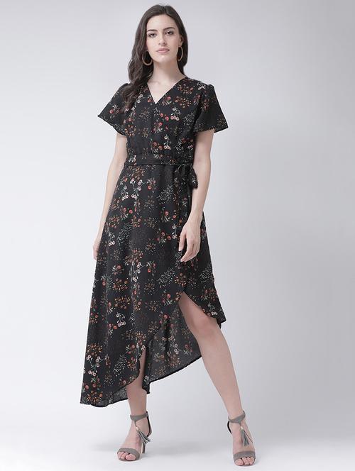 tie knot floral asymmetric dress - 16483228 - Very Small Image - 1