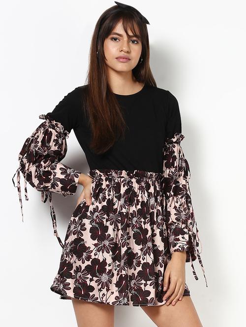 bishop sleeved floral a-line dress - 16483883 - Very Small Image - 1