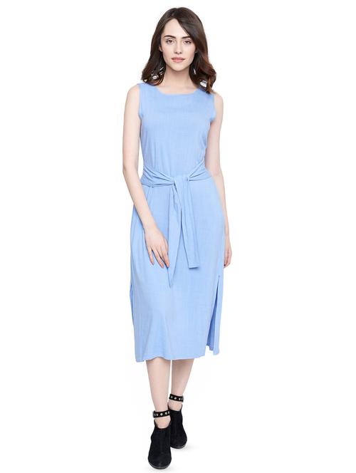 round neck tie knot a-line dress - 16483893 - Very Small Image - 1