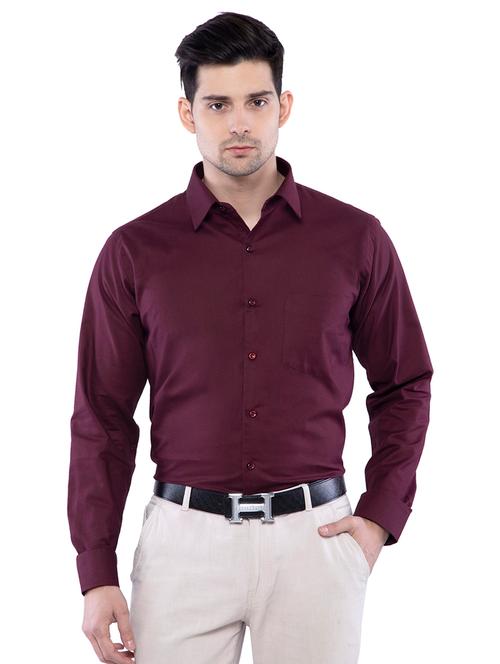 maroon solid formal shirt - 16485260 - Very Small Image - 1
