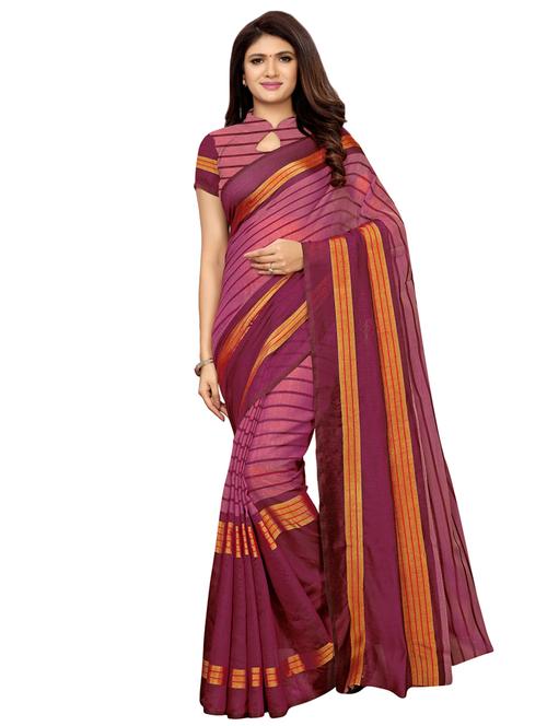striped printed saree with blouse - 16485380 - Very Small Image - 1