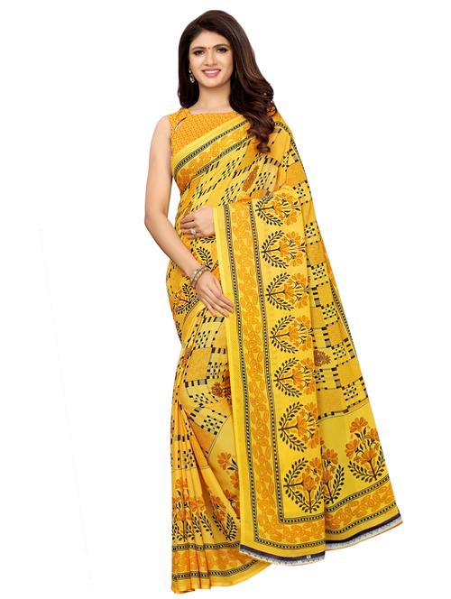 floral printed saree with blouse - 16485386 - Very Small Image - 1