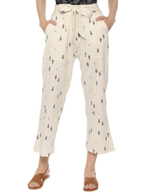 tie front tribal print trouser - 16485931 - Very Small Image - 1