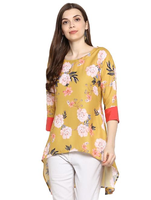 boat neck floral high low tunic - 16486157 - Very Small Image - 1