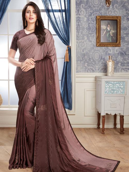 ombre printed embellished saree with blouse - 16486385 - Very Small Image - 1