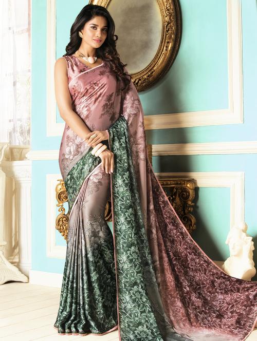 floral printed saree with blouse - 16486469 - Very Small Image - 1