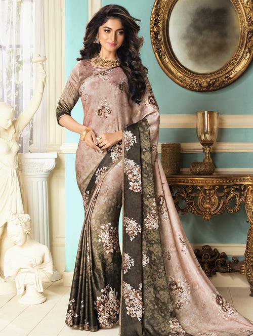 floral printed saree with blouse - 16486471 - Very Small Image - 1