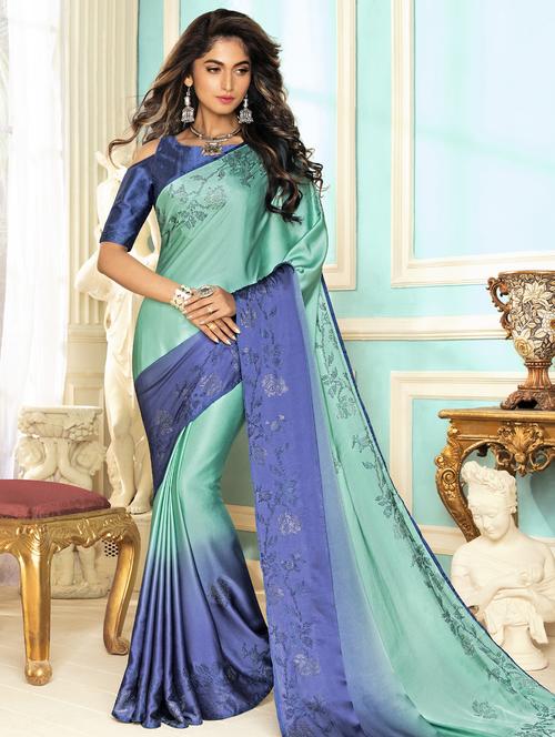 ombre print embellished saree with blouse - 16486472 - Very Small Image - 1