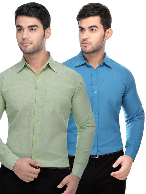 green and blue khadi combo shirts - 16486747 - Very Small Image - 1