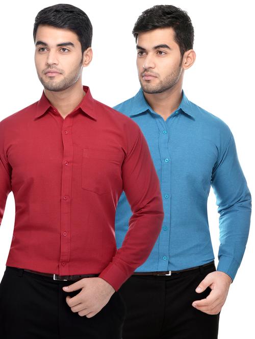 red and blue khadi combo shirts - 16486750 - Very Small Image - 1