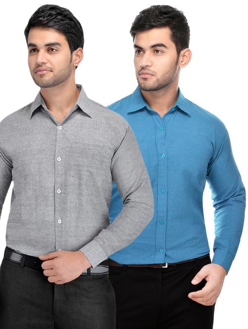 grey and blue khadi combo shirts - 16486753 - Very Small Image - 1