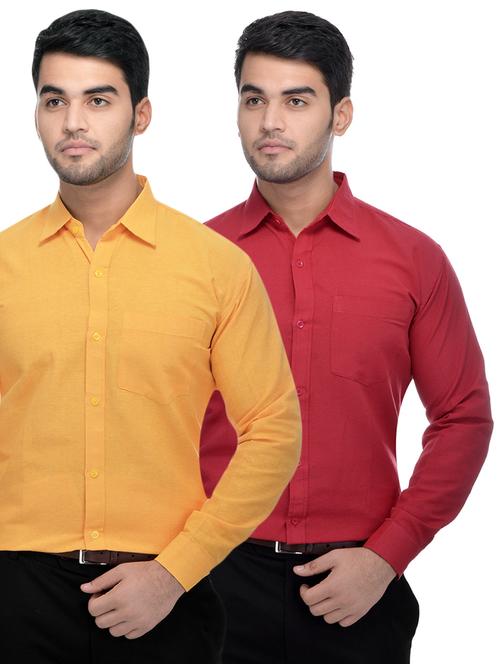 yellow and red khadi combo shirts - 16486767 - Very Small Image - 1