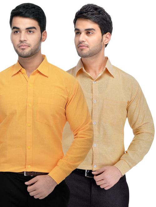 yellow and beige khadi combo shirts - 16486768 - Very Small Image - 1