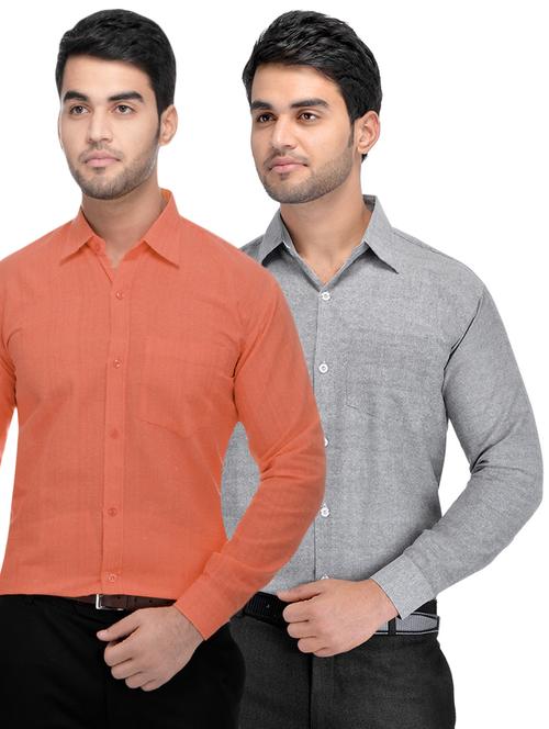 orange and grey khadi combo shirts - 16486771 - Very Small Image - 1