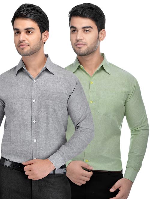 grey and green khadi combo shirts - 16486798 - Very Small Image - 1